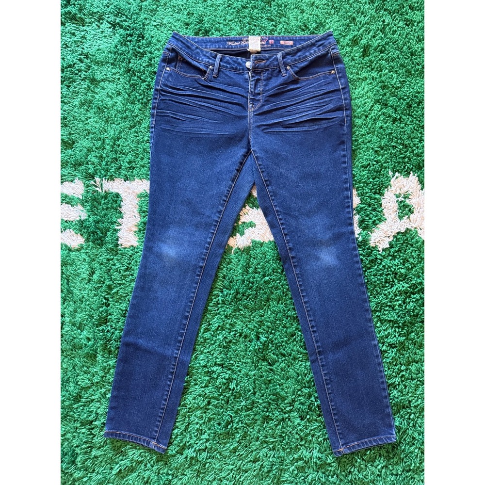 Faded Glory Ultimate Skinny Jeans Womens 8A Blue‎ Excellent Whiskered Stretch